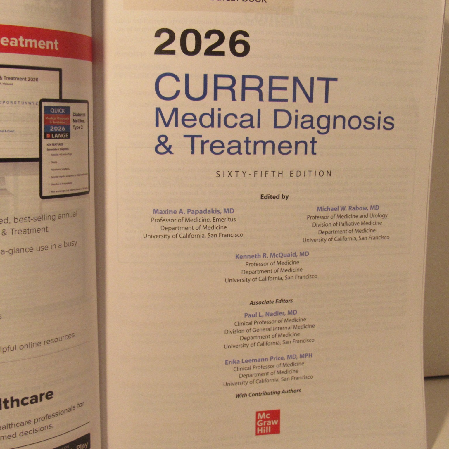 Maxine A. Papdakis CURRENT MEDICAL DIAGNOSIS & TEATMENT (PB-2026-UPDATED)