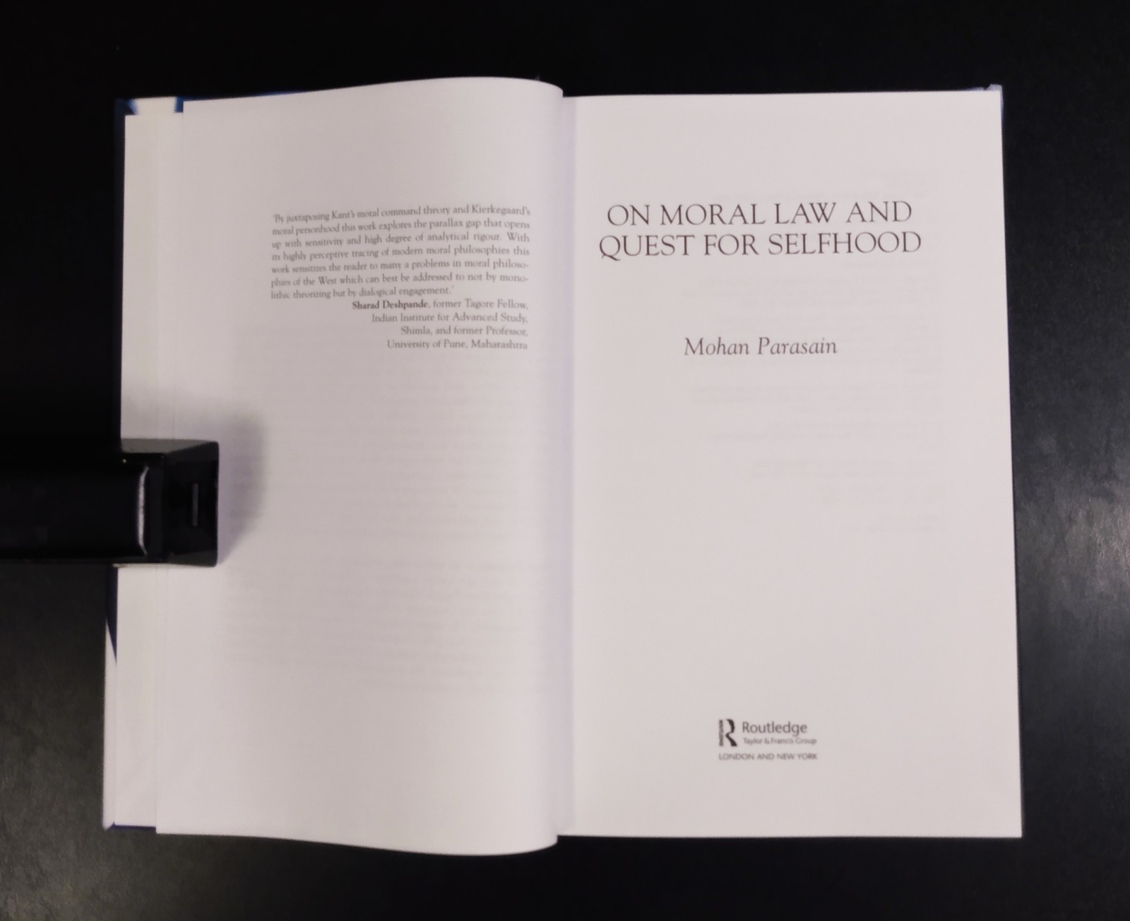 ON MORAL LAW AND THE QUEST FOR SELFHOOD – Mohan Parasain (2017) As New