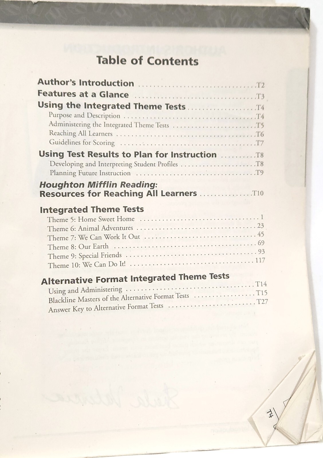 Houghton 1st Grade Reading INTEGRATED THEME TESTS Teacher Edition level 1.1-1.5