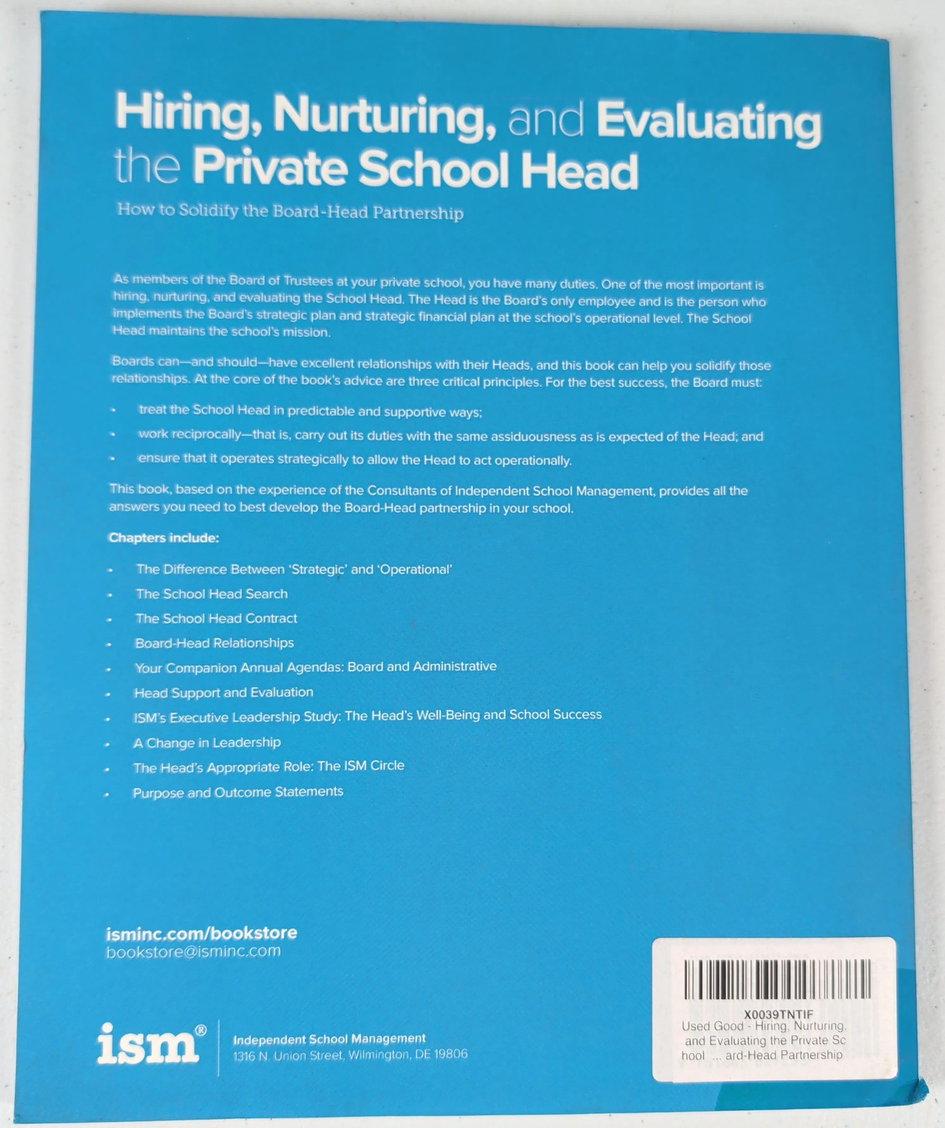 Hiring Nurturing and Evaluating the Private School Head Book ISM Paperback