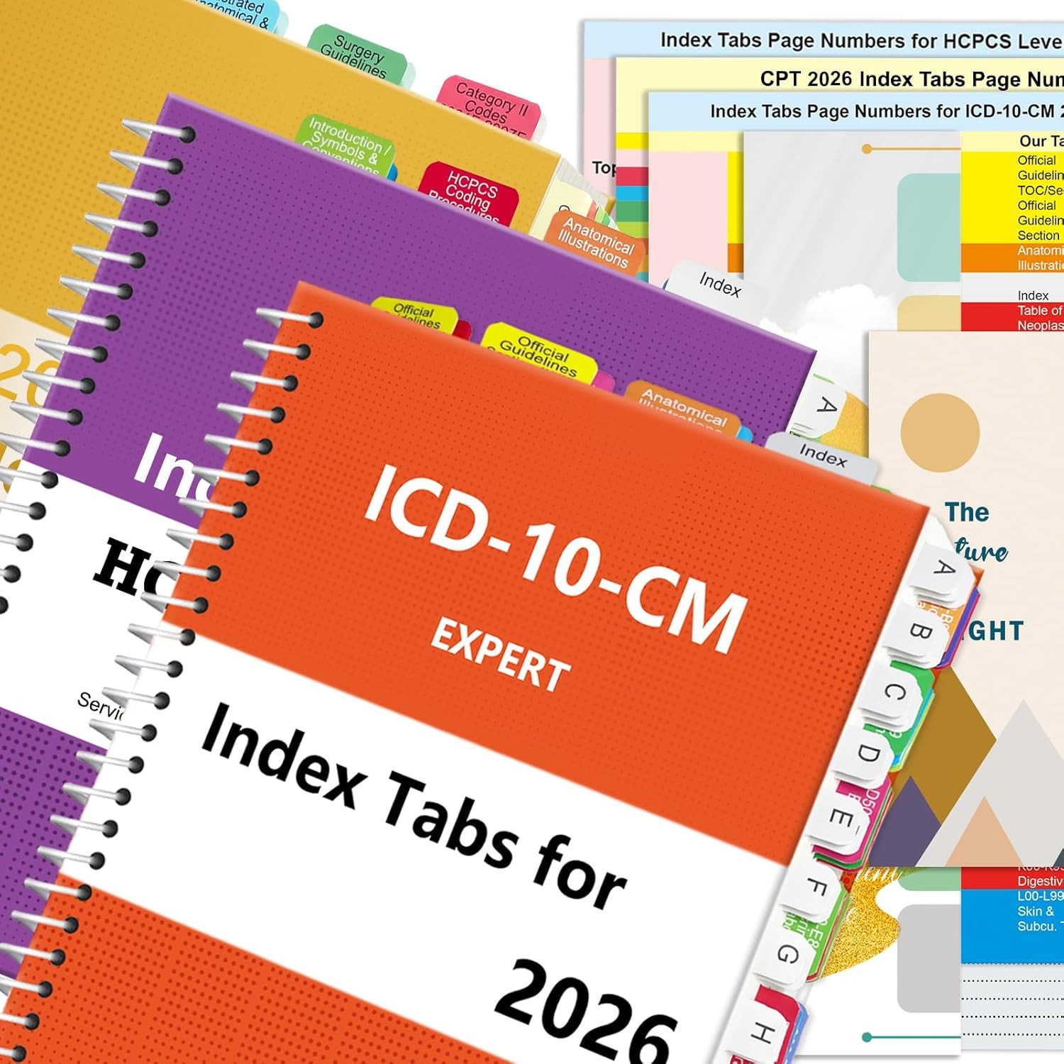 Upgraded Index Tabs for CPT 2026 + ICD-10 -CM 2026 AAPC Version + HCPCS Level II