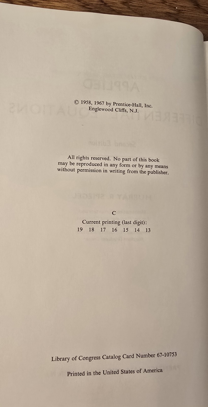 Applied Differential Equations by Murray R. Spiegel, 2nd edition, 1967