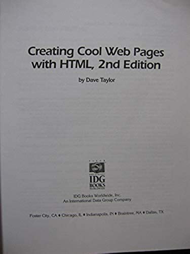 Creating Cool Web Pages With Html [Jan 01, 1996] Taylor, Dave