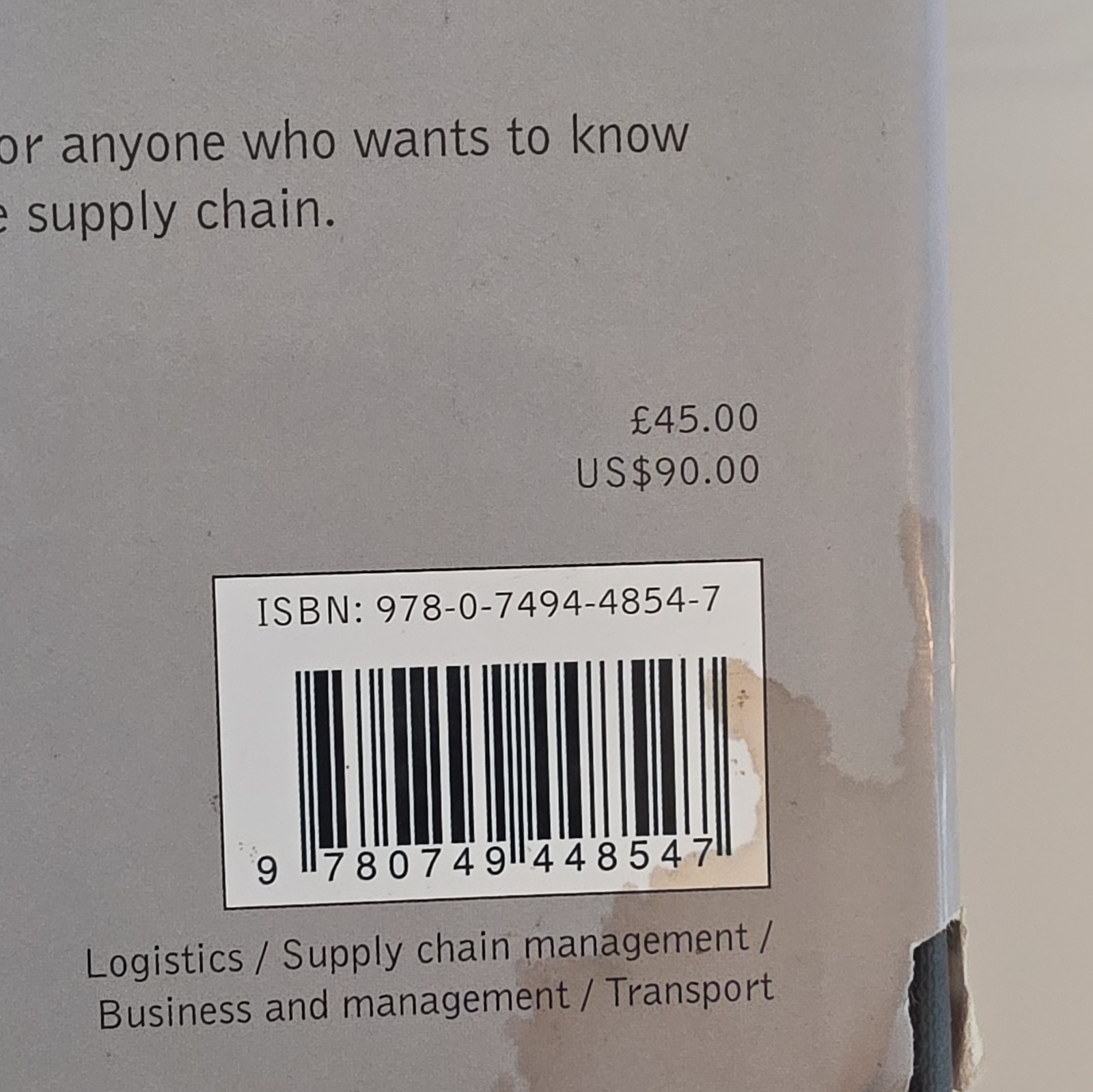 Donald Waters Supply Chain Risk Management Paperback Textbook ISBN 9780749448547