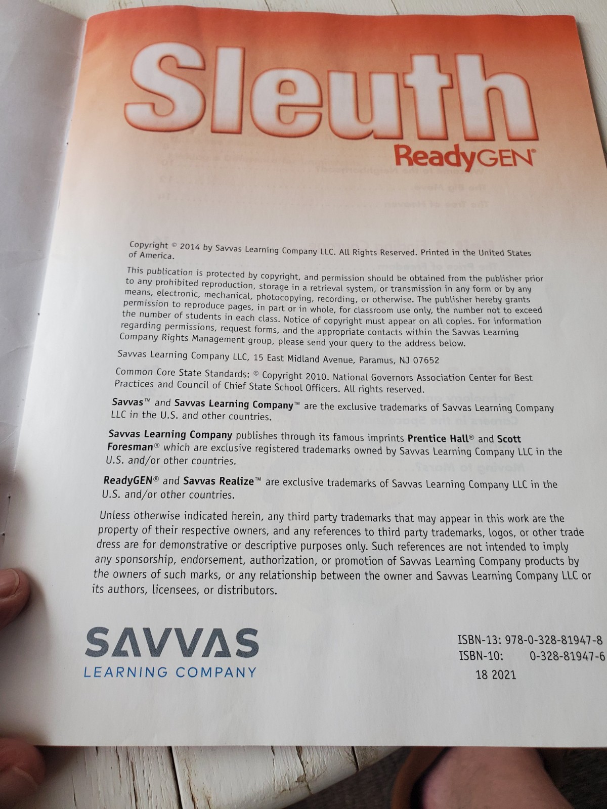 ReadyGen Sleuth, Read Like a Detective, by Savvas Learning Co. , paperback,5th g