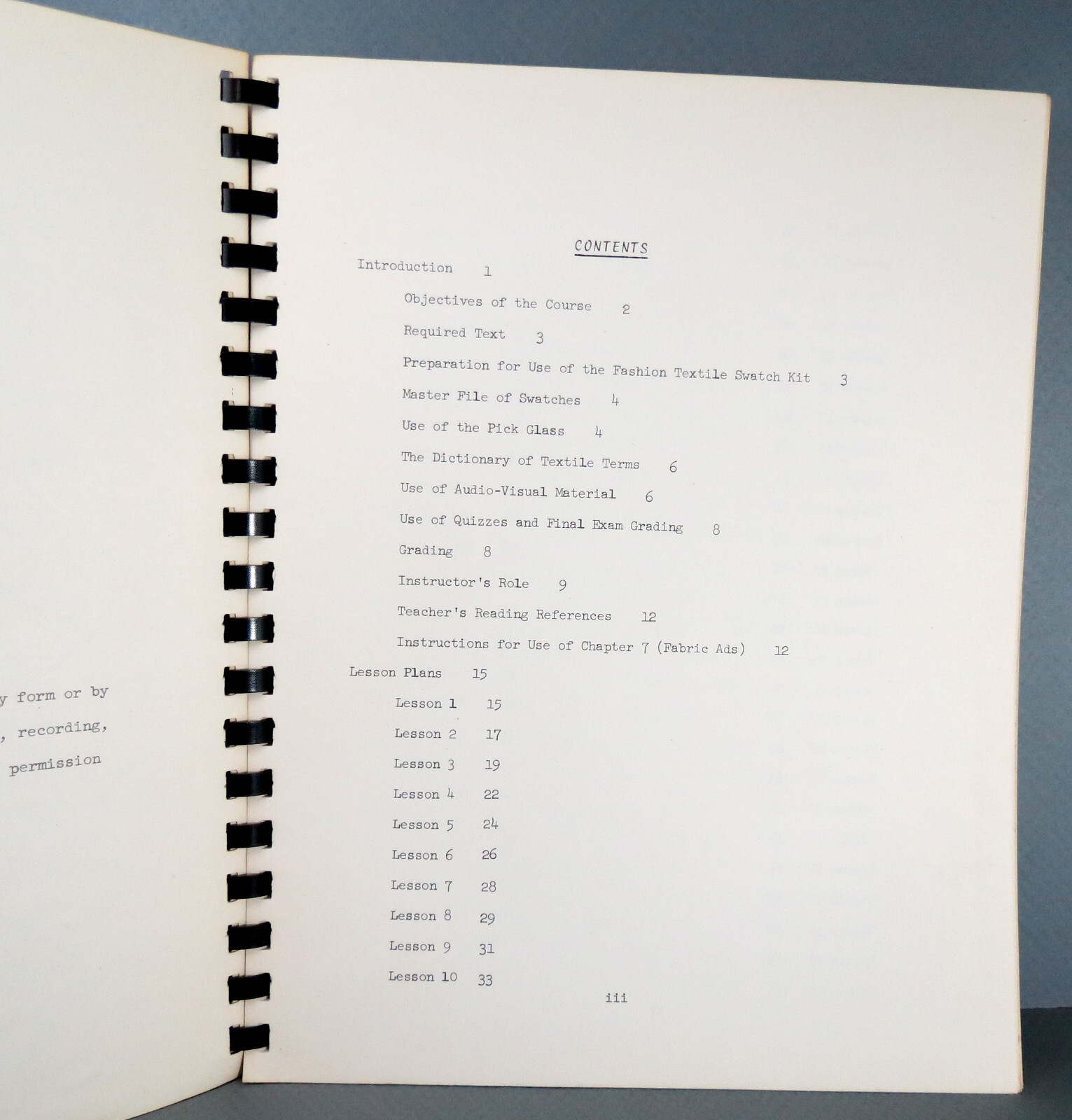 Fashion Textiles and Laboratory Workbook Teacher’s Manual First Edition 1971