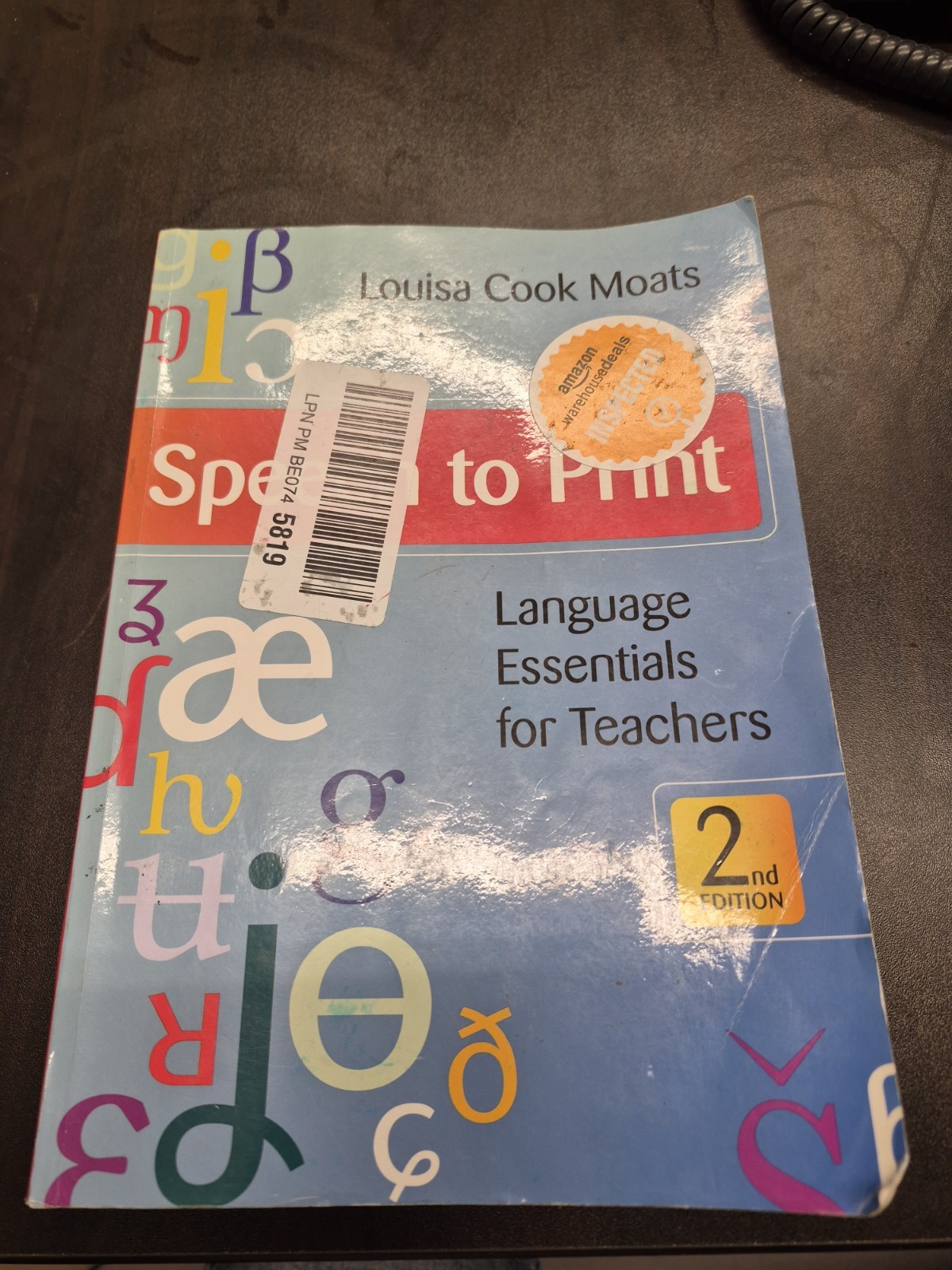 Speech to Print 2nd Ed Language Essentials for Teachers Louisa Cook Moats PB