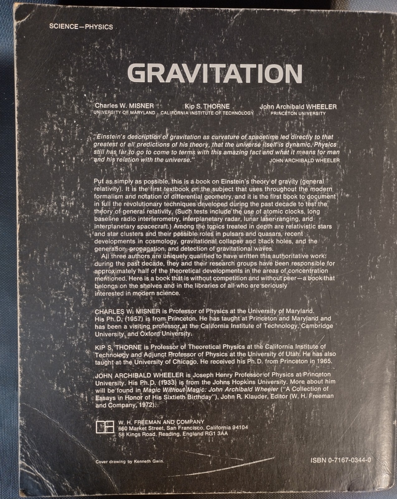 GRAVITATION 1973, Book Misner Einstein Physics Cosmology Quantum, Good