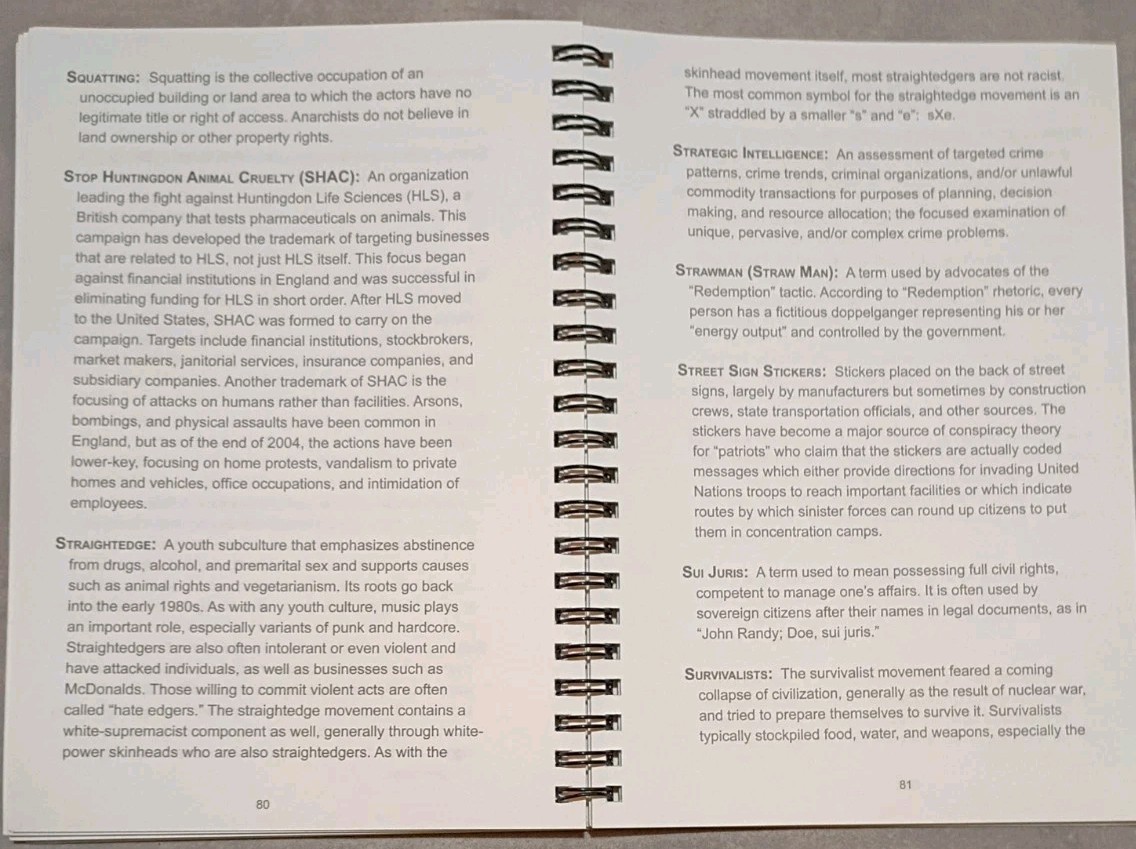 BJA Wire-Bound Book: Terrorism and Criminal Extremism, Definitions & Concepts