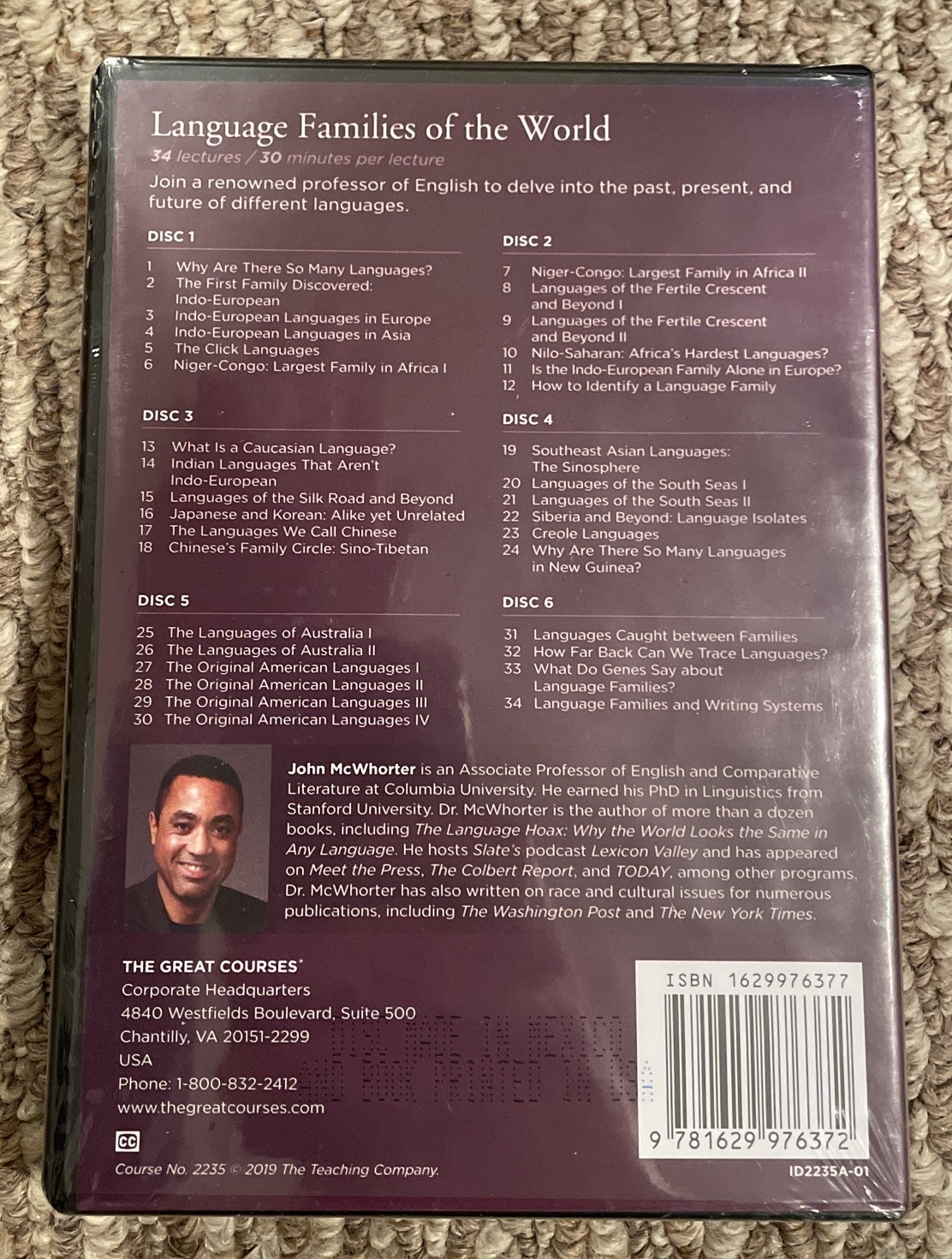 Language Families of the World by John McWhorter (2018, DVD And Guidebook)