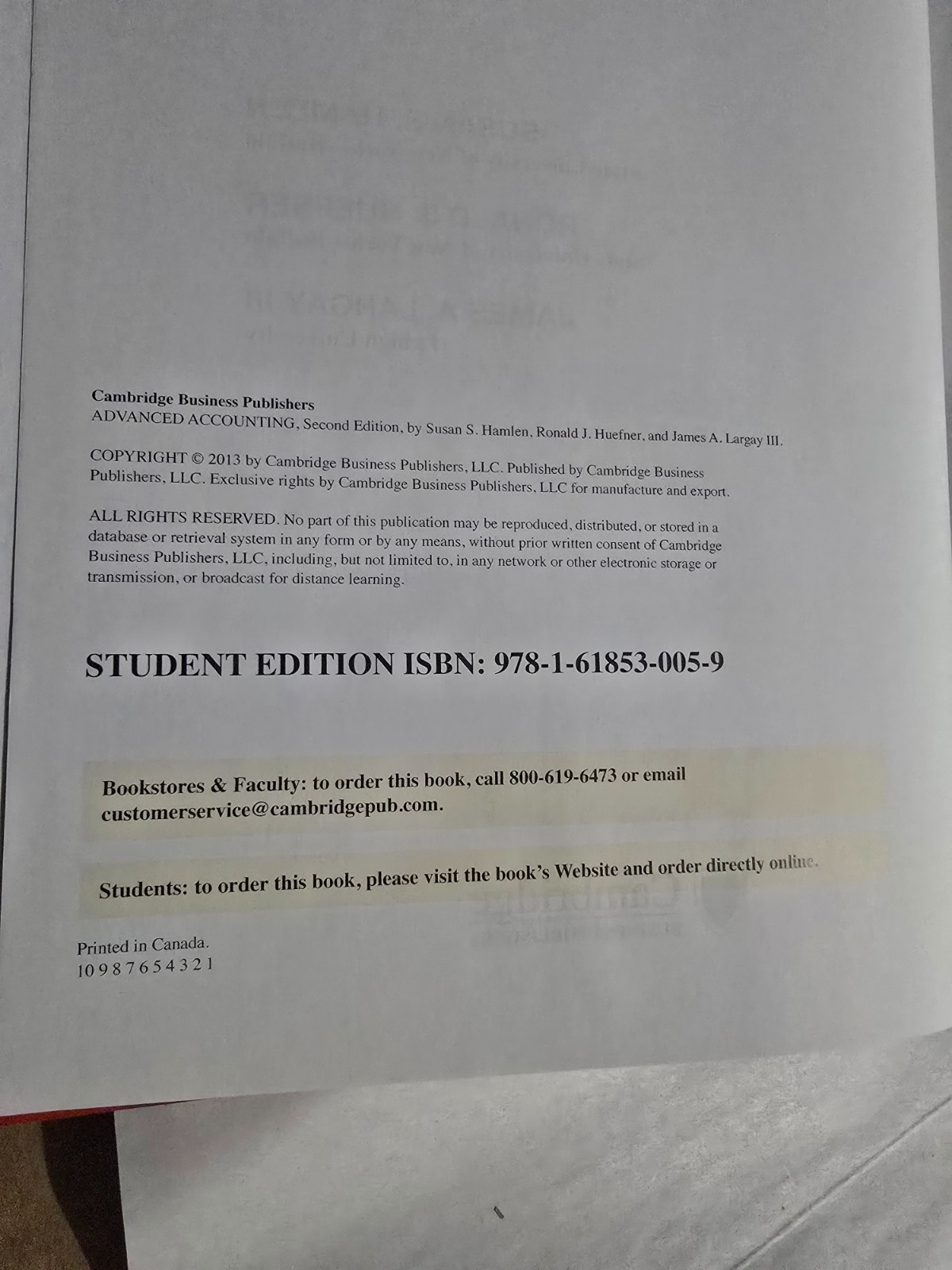 Advanced Accounting Book Cambridge Business Publishers Preowned 2B