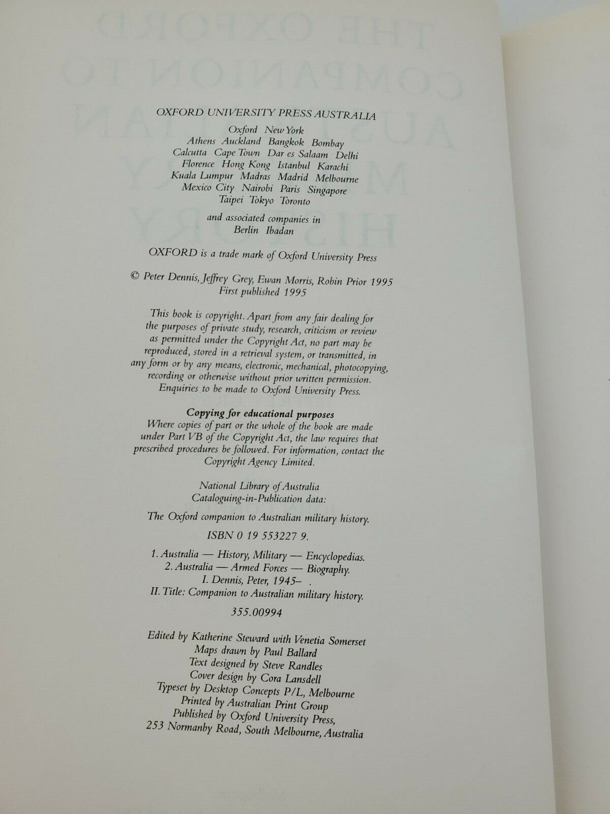 The Oxford Companion to Australian Military History 1995 Hardcover DJ