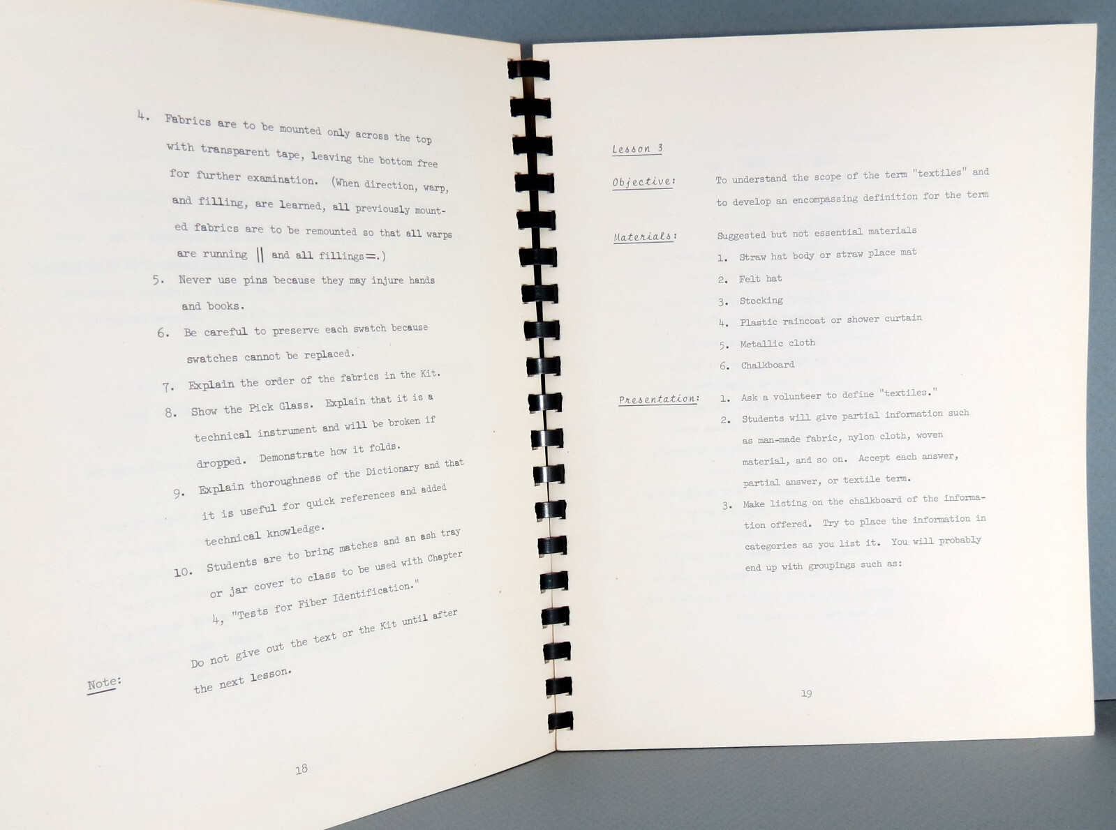 Fashion Textiles and Laboratory Workbook Teacher’s Manual First Edition 1971