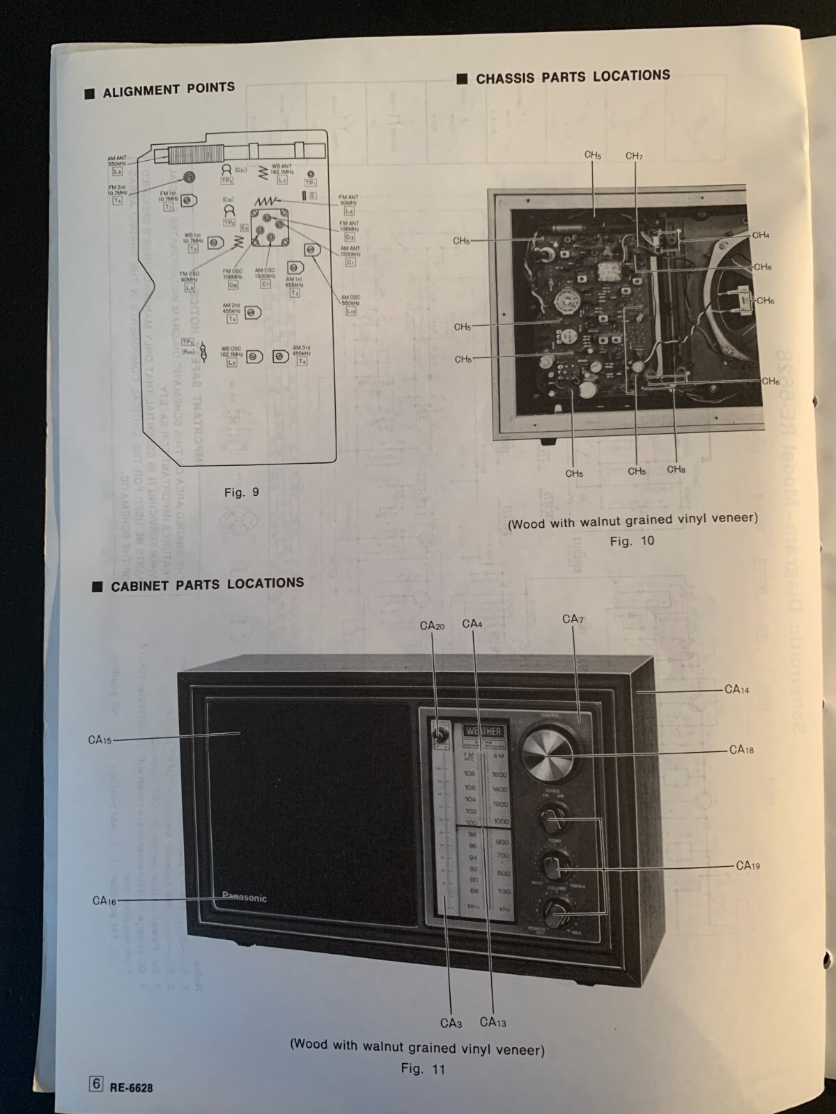 Panasonic RE-6628 FM/AM/WB 3-Band Table Radio ORIGINAL Service Manual 1978