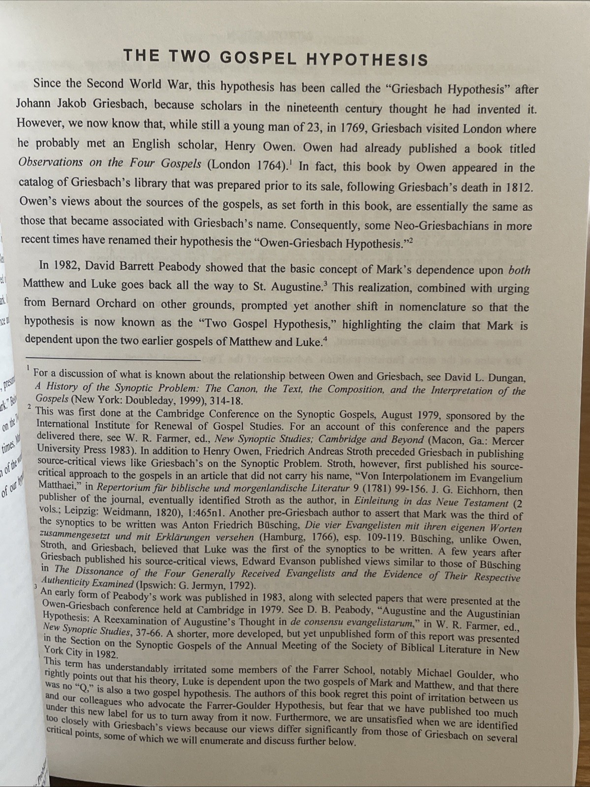 One Gospel from Two: Mark’s Use of Matthew and Luke; David Peabody, et al.