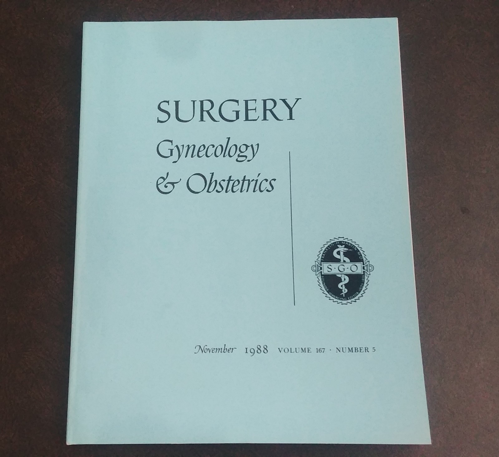 Surgery, Gynecology & Obstetrics Medical Journal Vol. 167 COMPLETE Vintage 1988