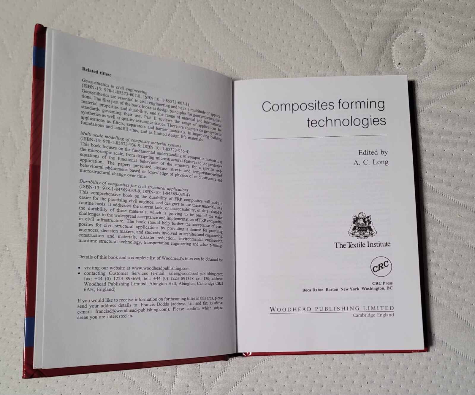 Composites Forming Technologies by A.C. Long Woodhead The Textile Institu