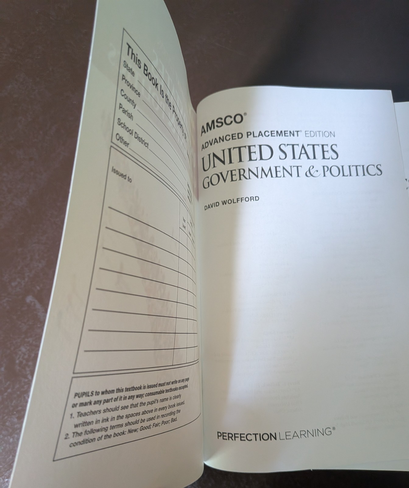 United States Government & Politics – Advanced Placement 3rd Edition – Like new!
