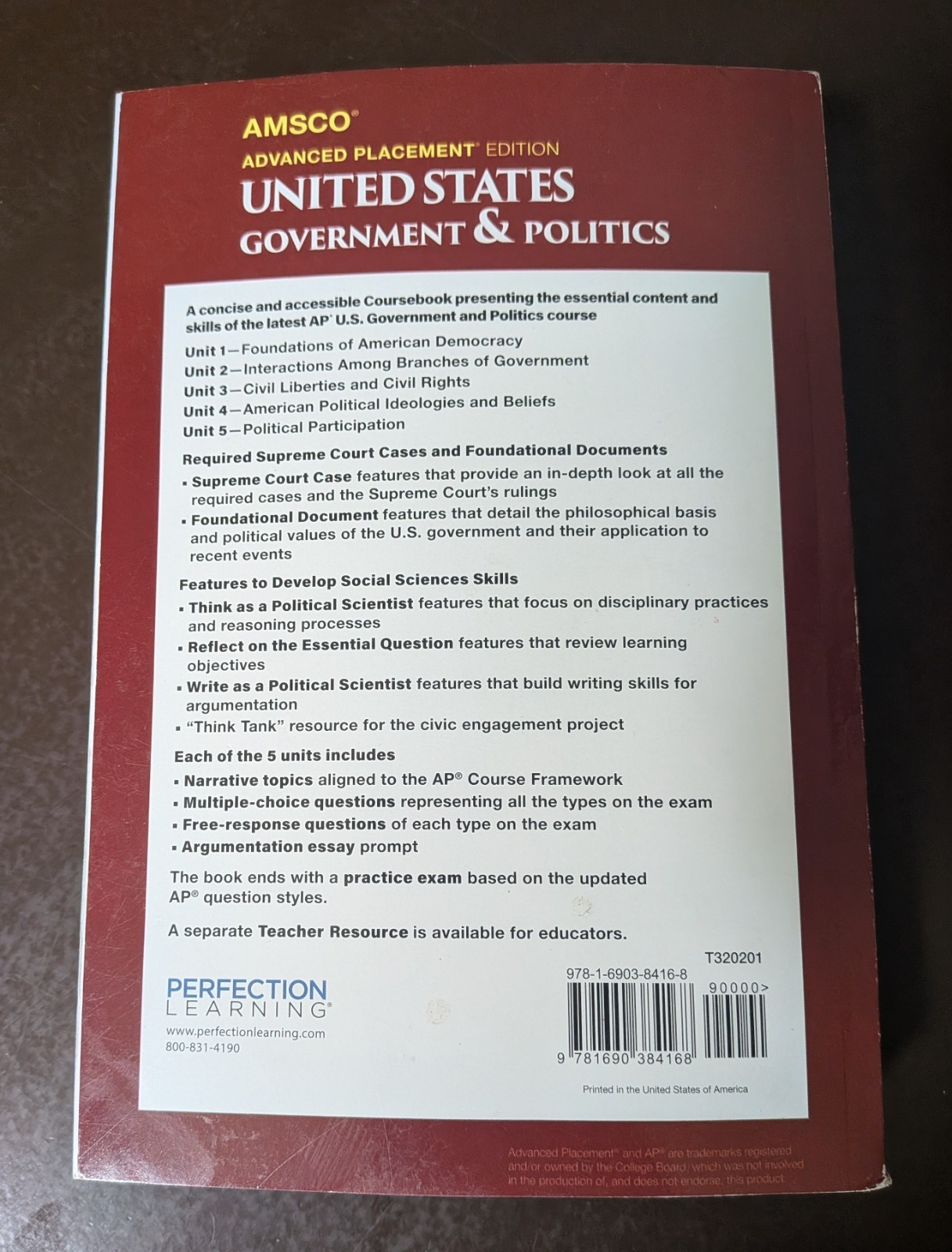 United States Government & Politics – Advanced Placement 3rd Edition – Like new!