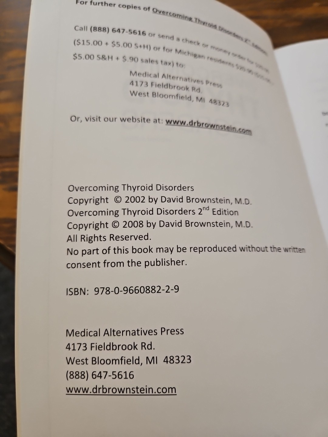 Overcoming Thyroid Disorders by Brownstein, David (2002) Paperback