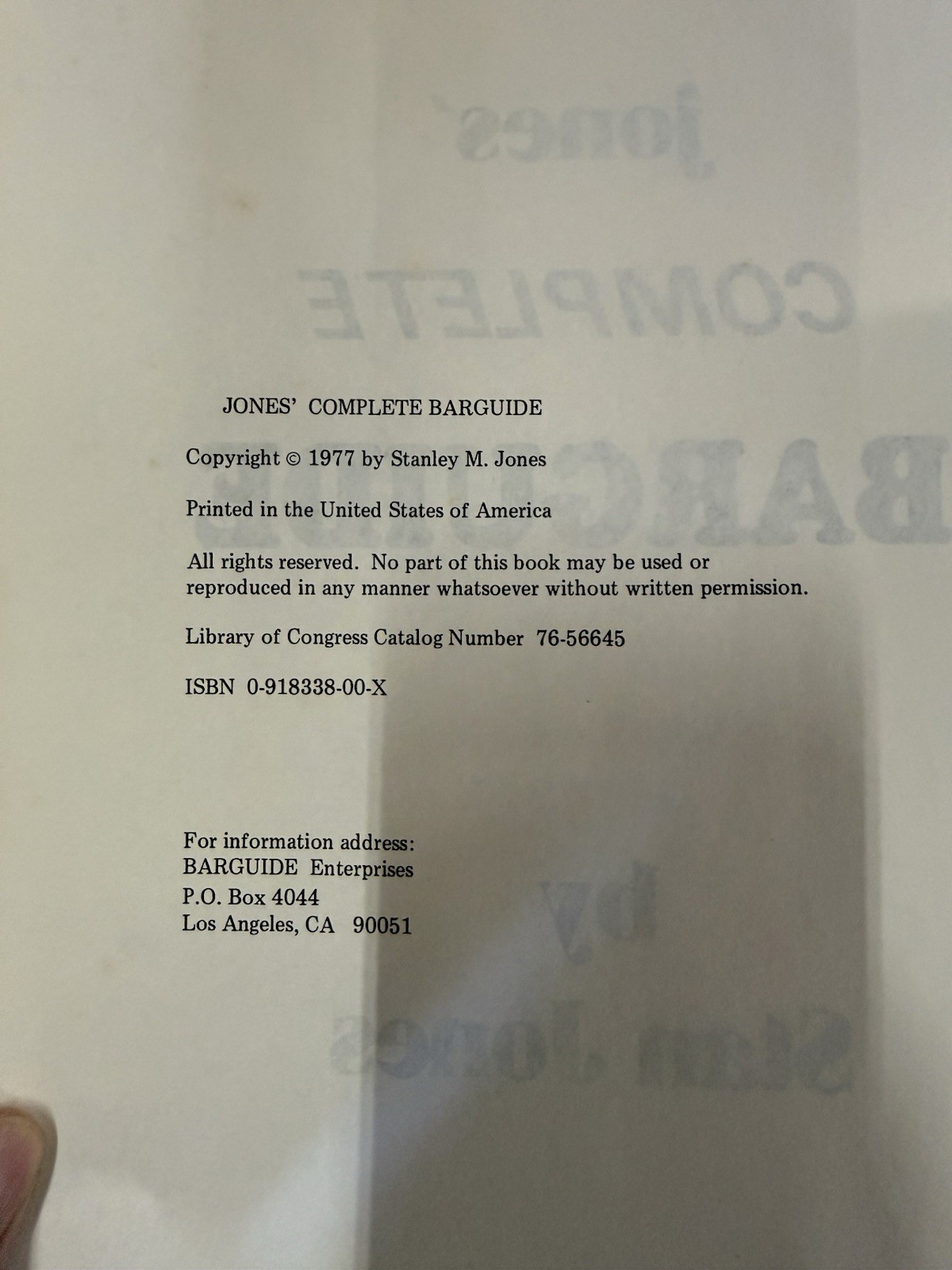 Jones’ Complete Barguide by Stan Jones (Hardcover, 1977) [Bar Guide] Very Rare