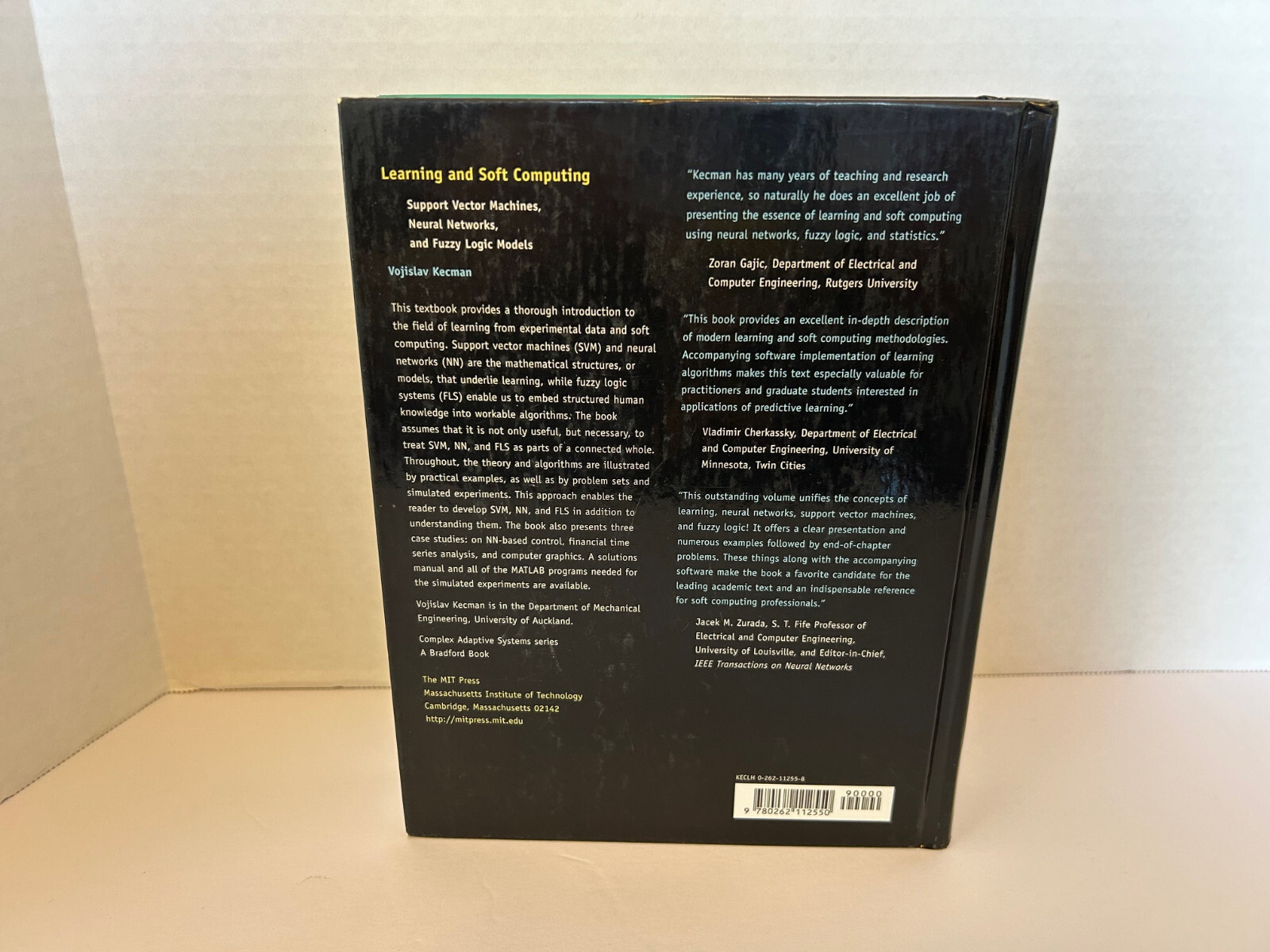 Hardcover Book “Learning and Soft Computing” by Vojislav Kecman (used-Good)