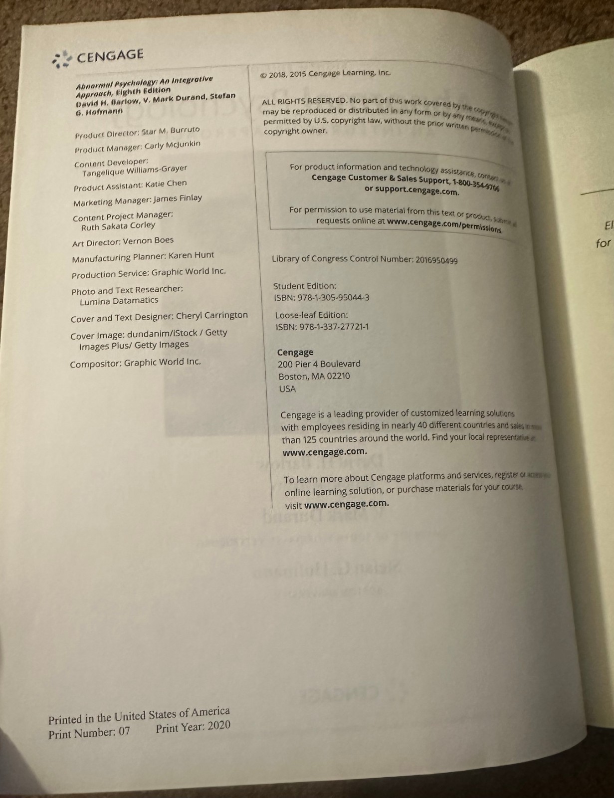 Abnormal psychology an integrative approach By David H. Barlow Eighth Edition