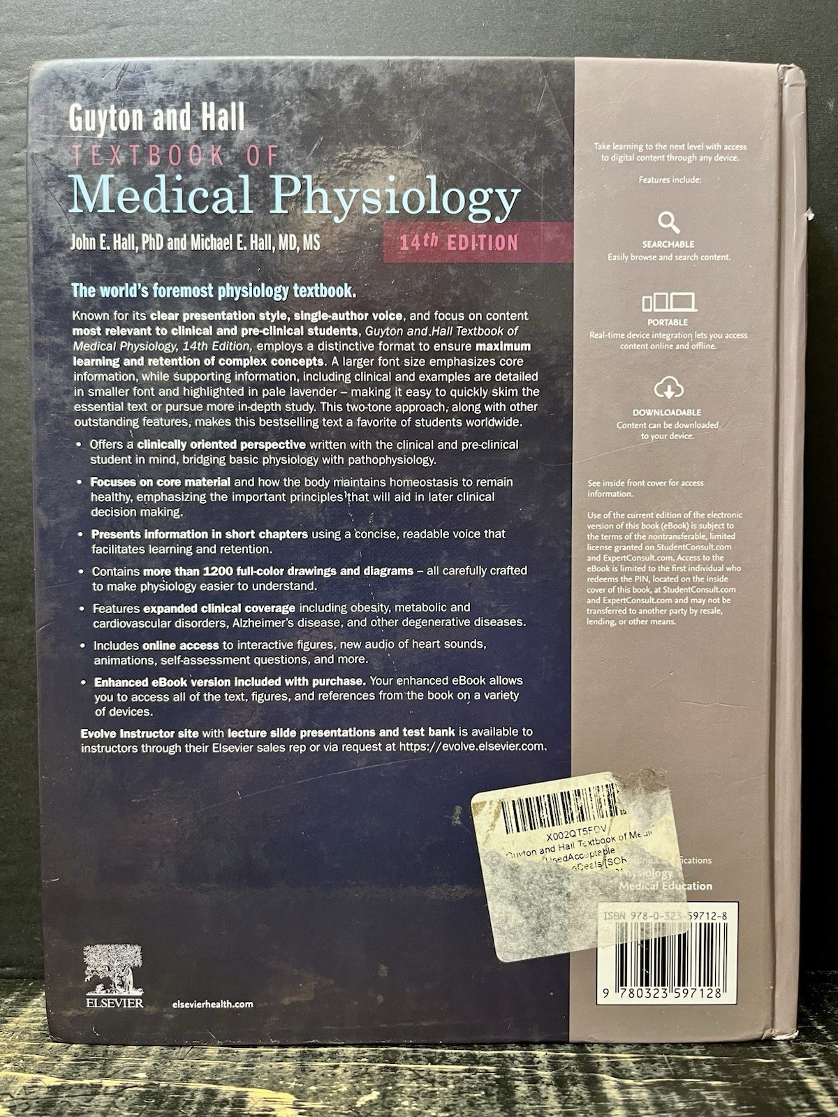 Guyton and Hall Textbook of Medical Physiology by Hall 14th Ed. 2021 Hrdbk VG Z1
