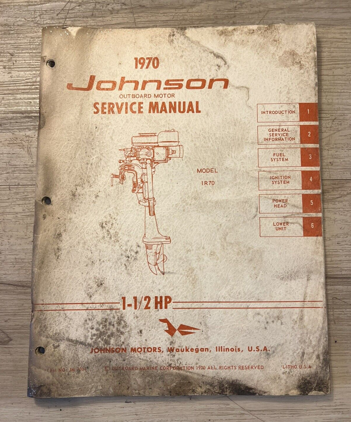 1970 Johnson outboard 1.5 hp service manual model 1R70