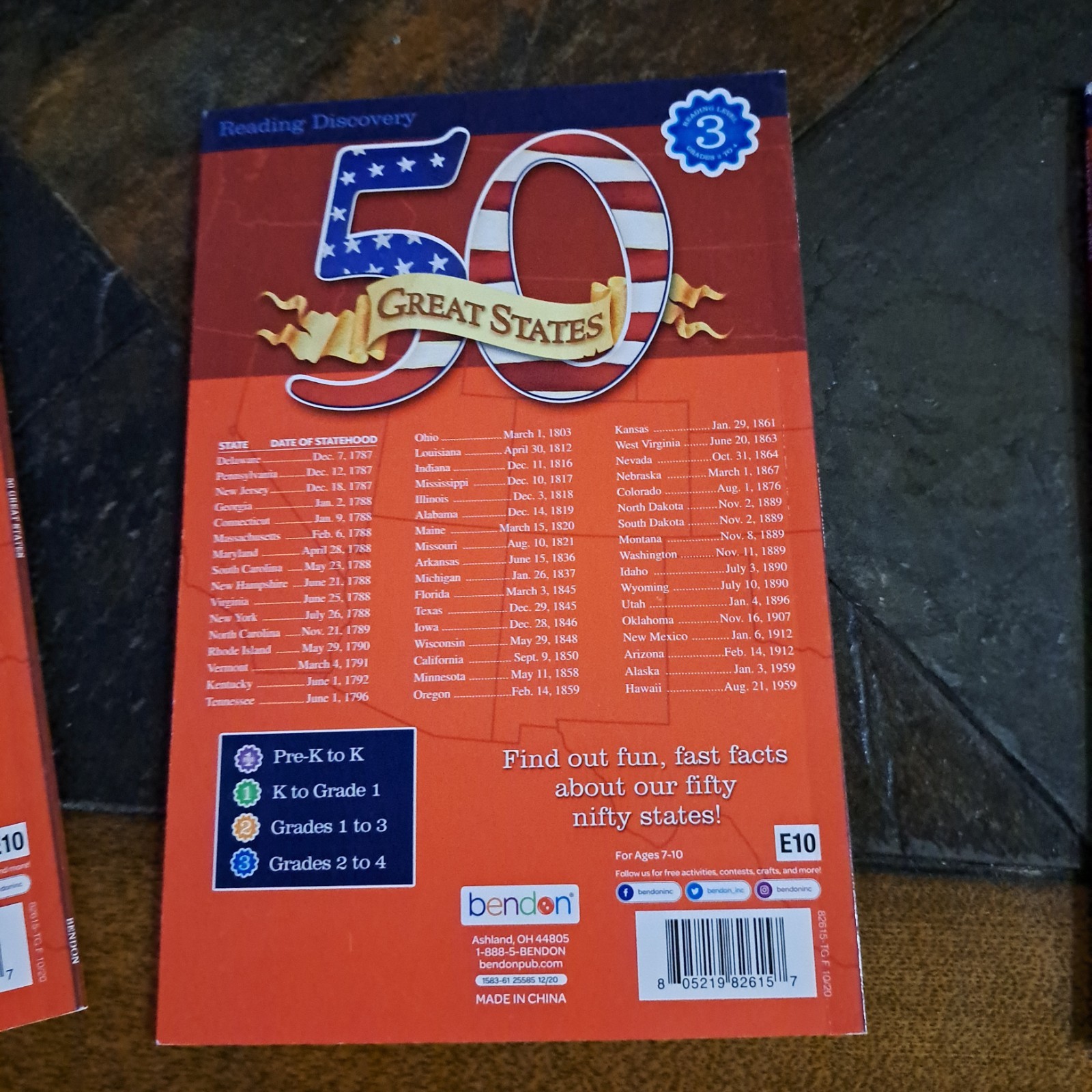 Bendon Reading Discovery (Level 3) 50 Great States Book Non-fiction Paperback.