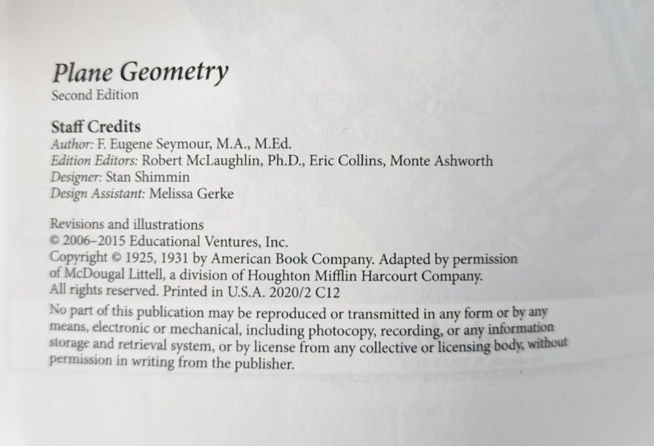 Abeka A Beka Book PLANE GEOMETRY Textbook 2nd Edition pb 95370014