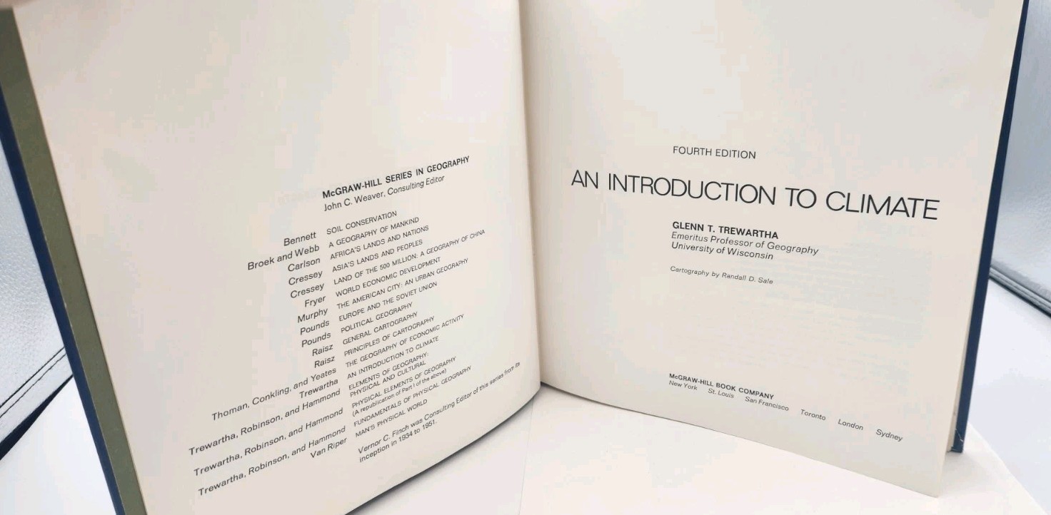 Vintage An Introduction to Climate by Glenn T Trewartha 4th Ed 1968 Hardcover