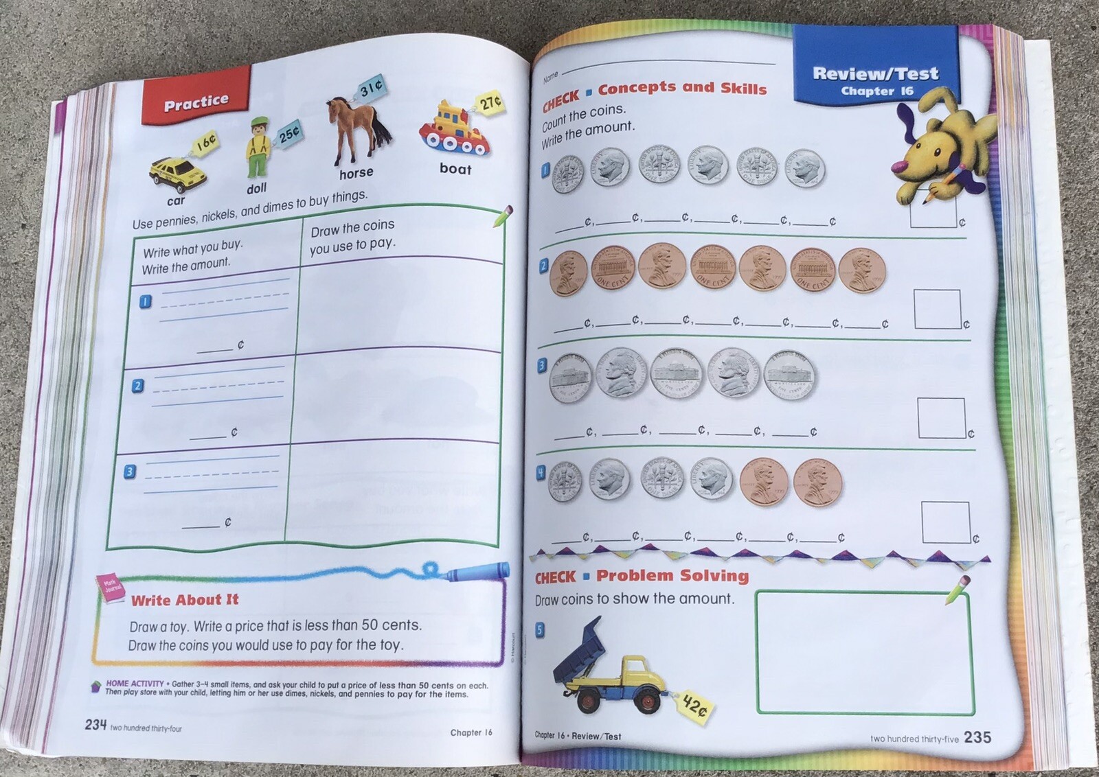 1st Grade 1 Math Student Homeschool Workbook 455 Pages Full Color Harcourt NEW