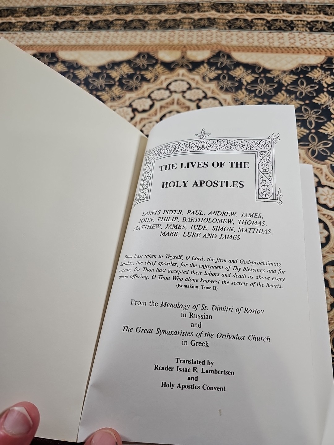 THE LIVES OF THE HOLY APOSTLES Book (c) 1990 Reprint HOLY APOSTLES CONVENT