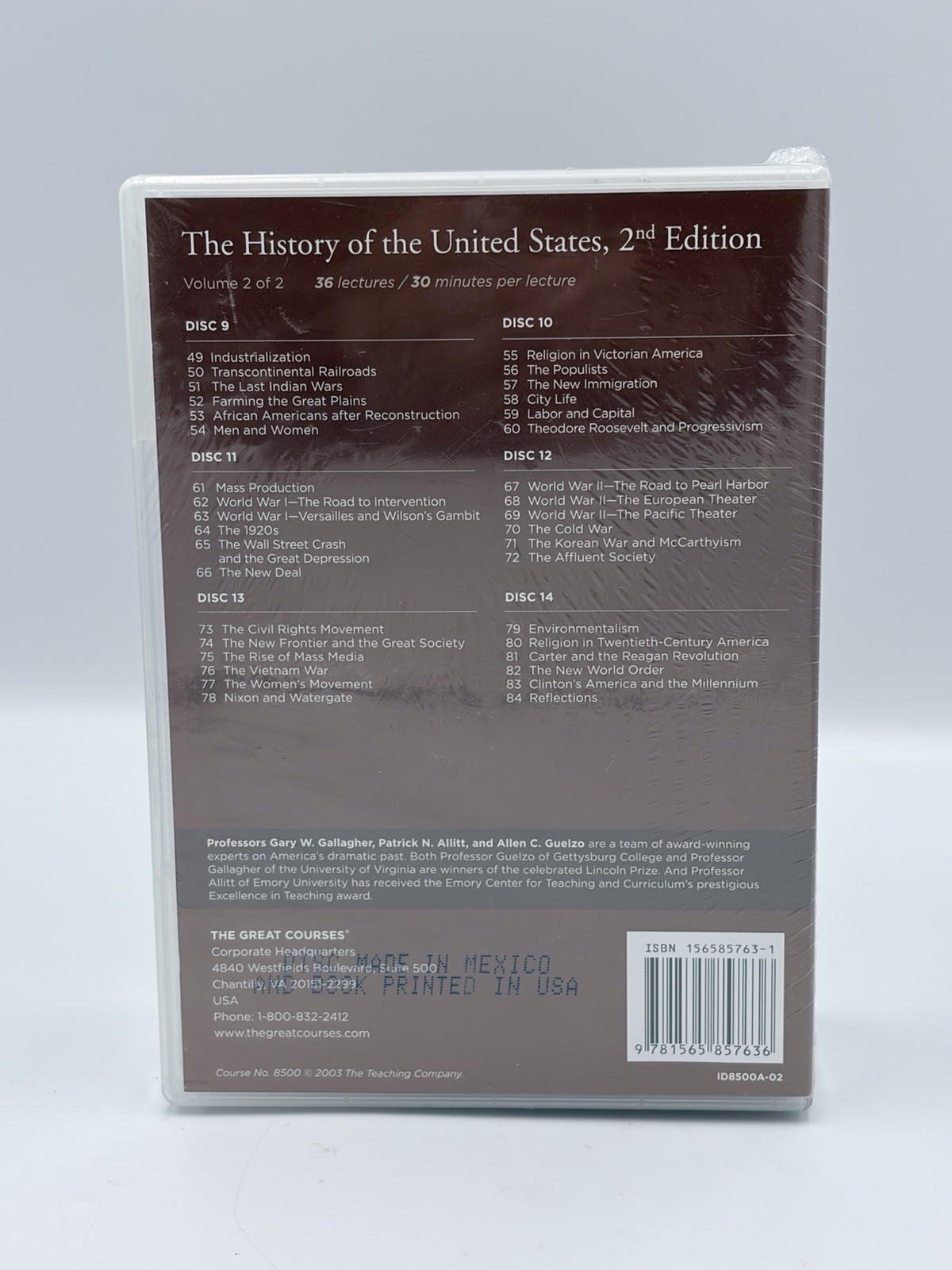 Great Courses The History of the United States 2nd Edition DVD Set & Course Book