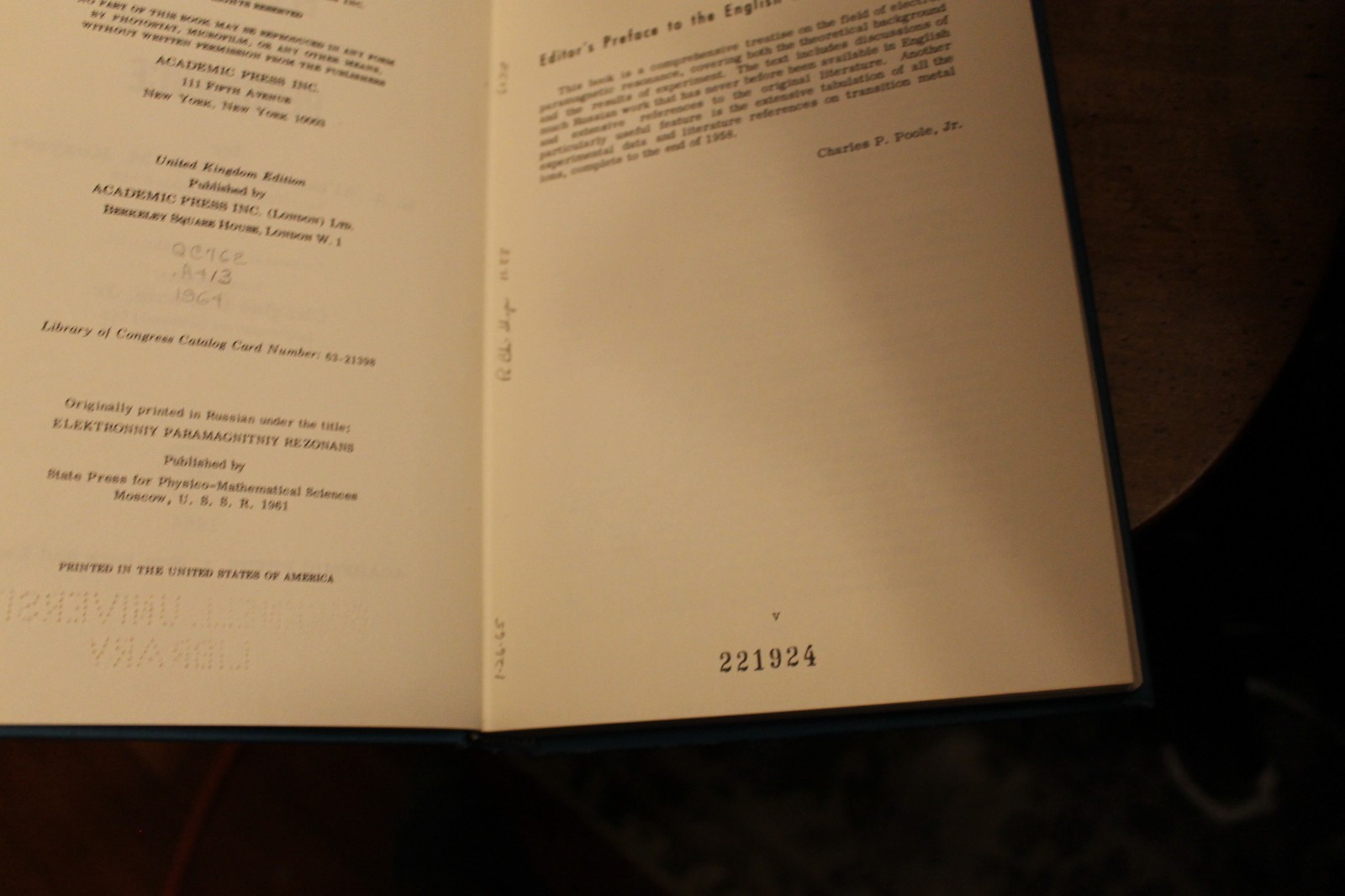 Electron Paramagnetic Resonance ~ Al’Tshuler/Kozyrev ~ 1964 HC Ex-LIB (English)