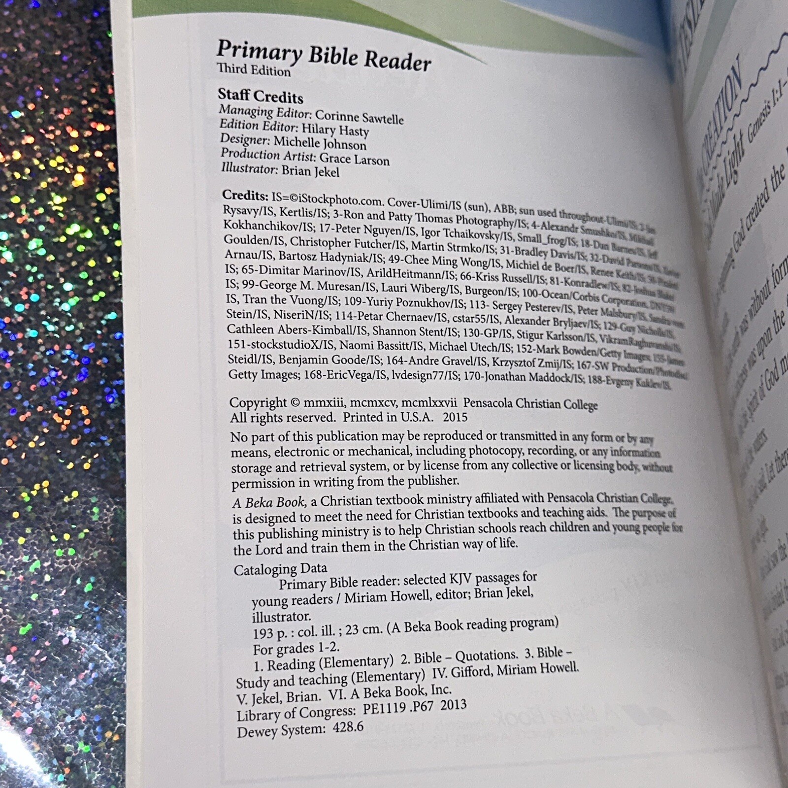 ABEKA Homeschool PRIMARY BIBLE READER (3rd Edition) 1st GRADE NKJ Passages