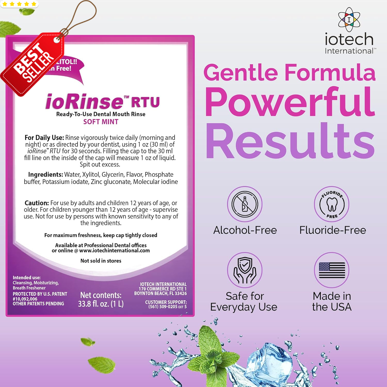 Iorinse RTU Soft Mint 16oz Professional Strength Long-Lasting Breath Freshener –