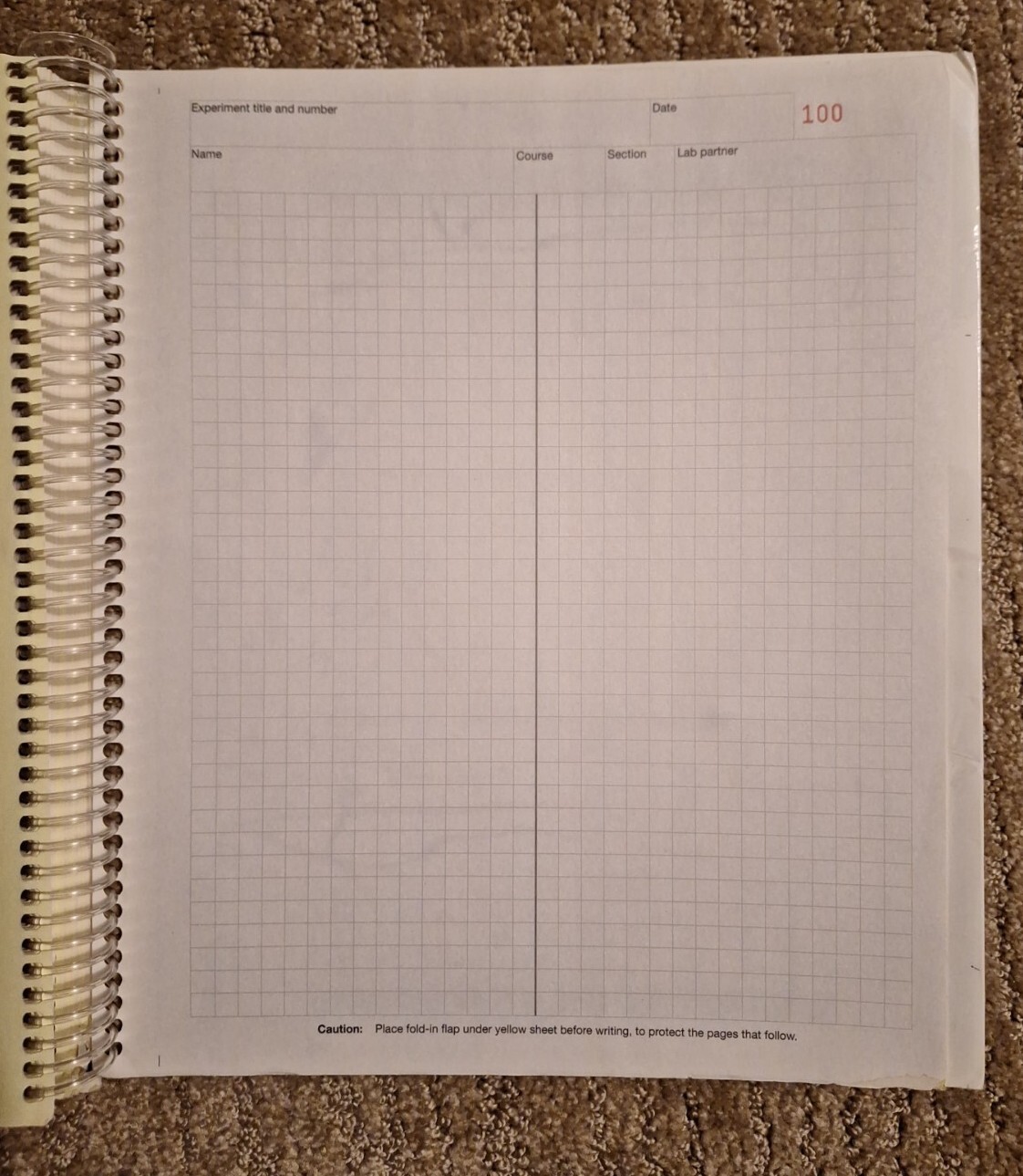 Brooks/Cole General Chemistry Laboratory Notebook Carbonless Copies Pages 26-100
