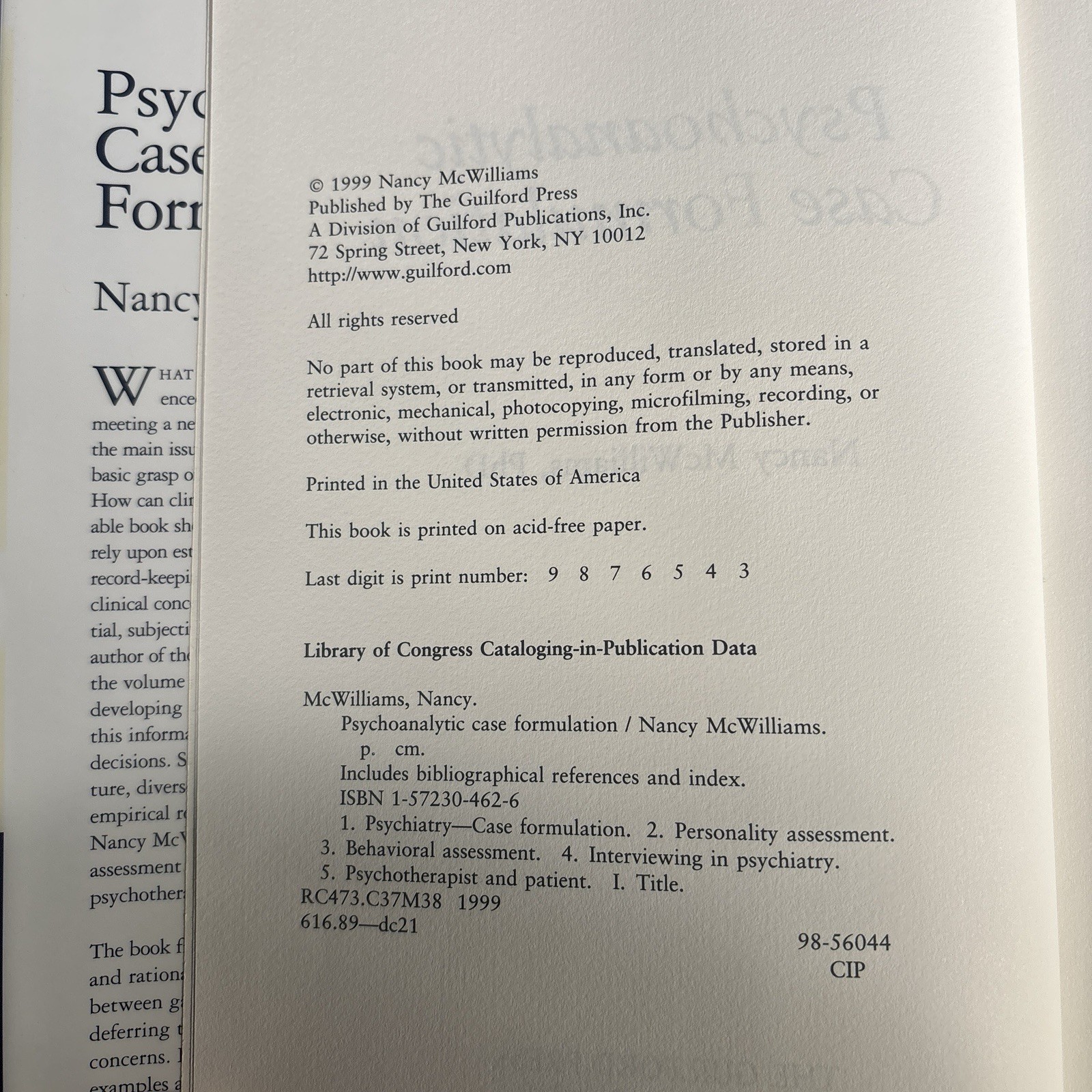 Psychoanalytic Case Formulation by McWilliams Nancy Book Psychology Highlighting