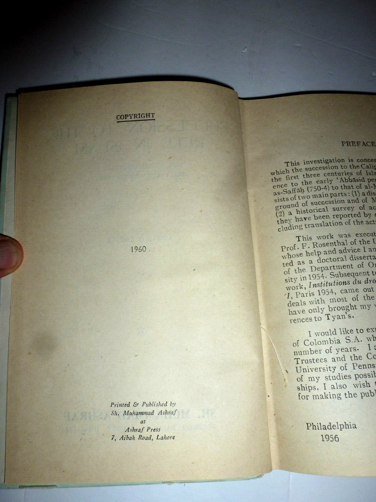 RARE Succession to the Rule in Islam Anwar G. Chejne Published in Pakistan 1960