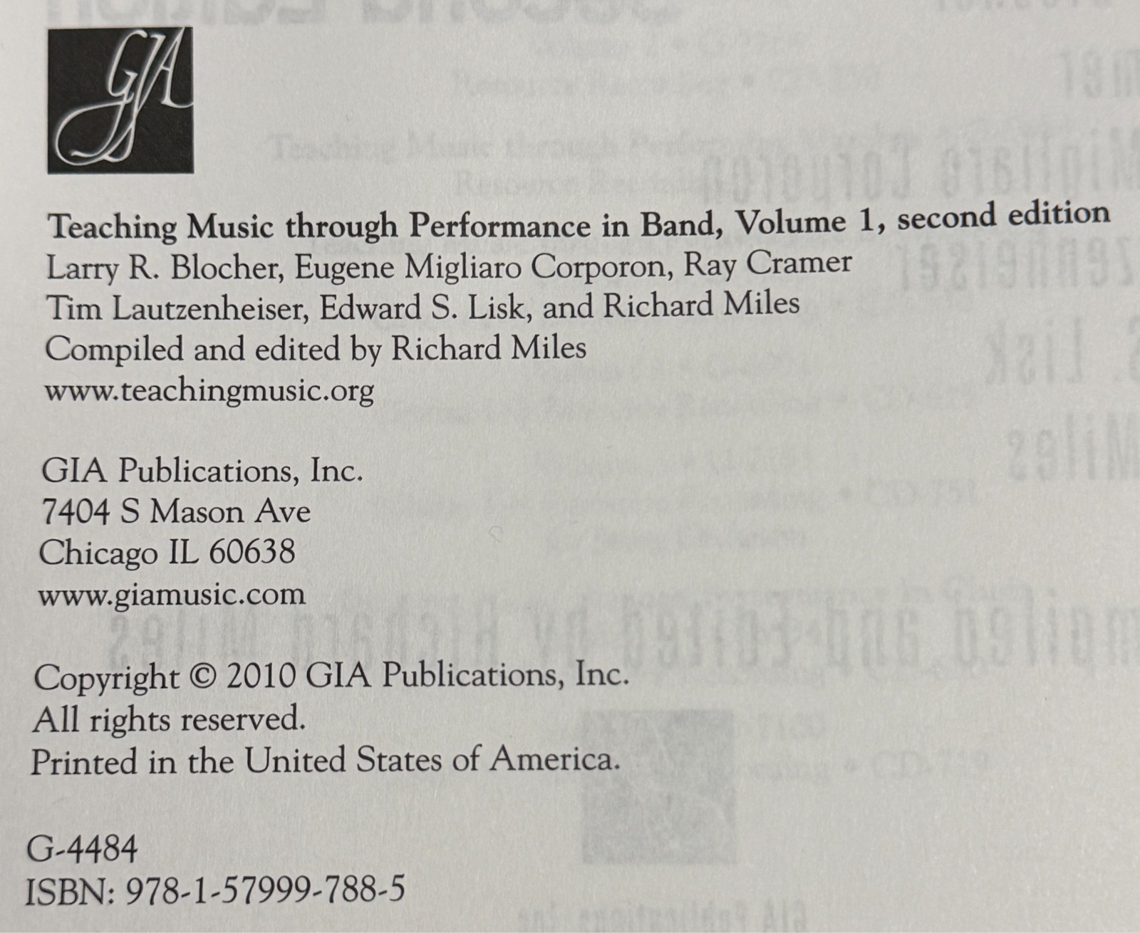 Teaching Music through Performance in Band Volume 1 Second Edition Hardcover