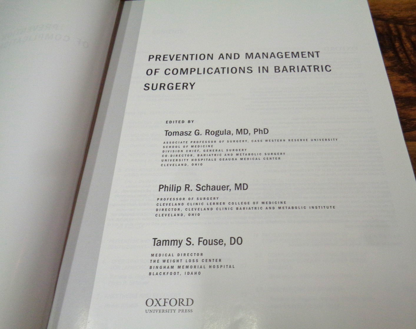 PREVENTION AND MANAGEMENT OF COMPLICATIONS IN BARIATRIC SURGERY (OXFORD HC)