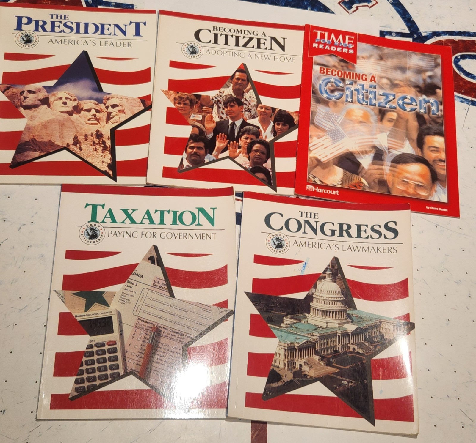 Lot of 5 Civics Government Books President Congress Taxation Becoming a Citizen