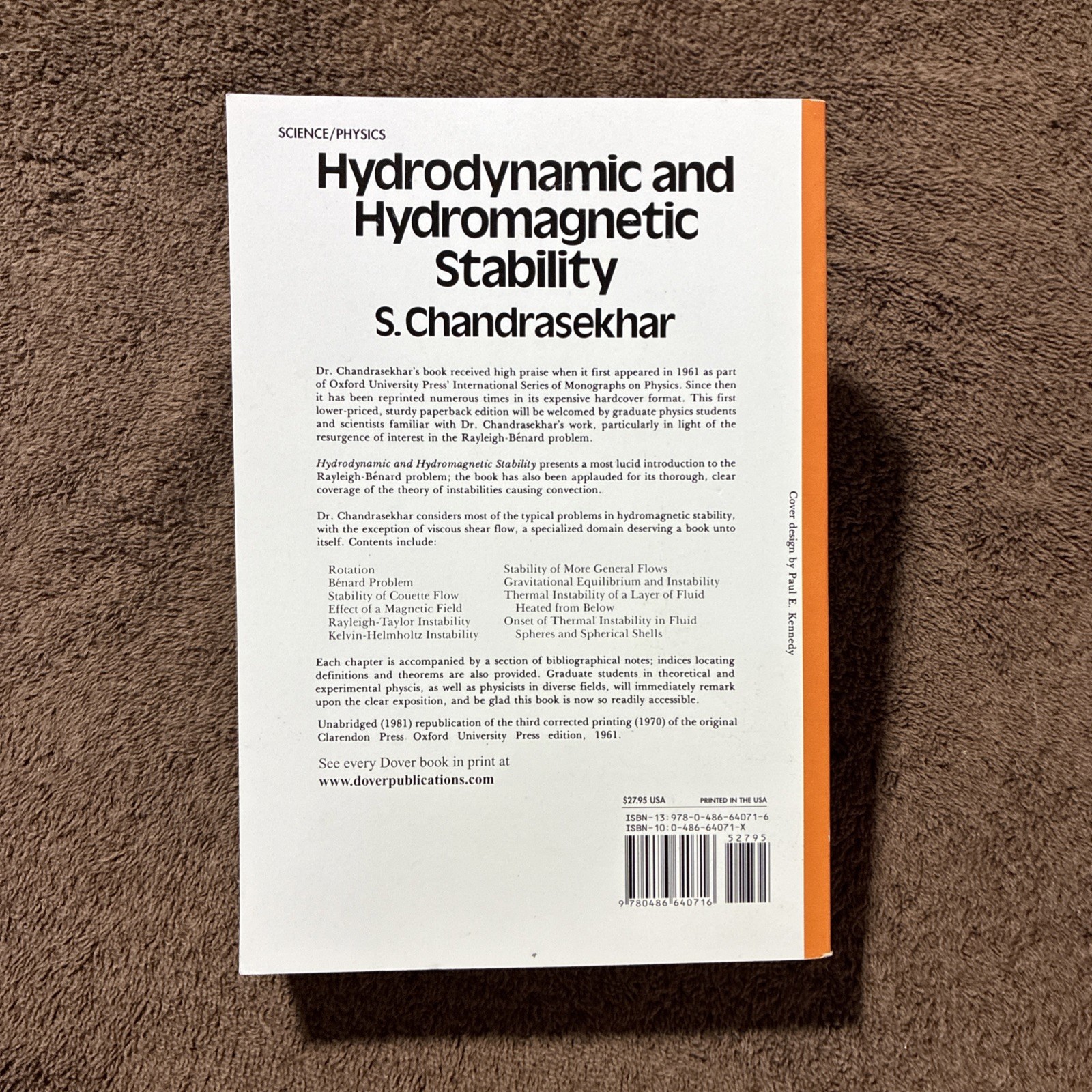 Hydrodynamic and Hydromagnetic Stability (1981 Trade Paperback) Dover