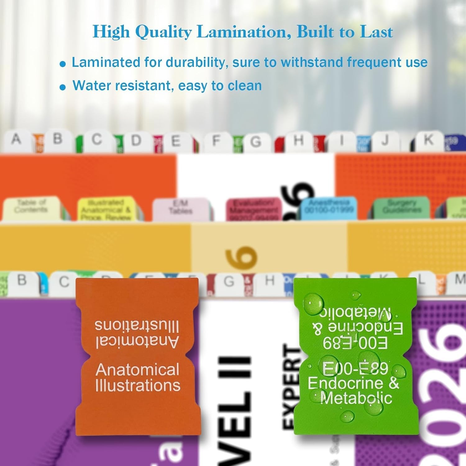 Professional 2026 CPT ICD-10 HCPCS Tabs | Laminated, Color-Coded, Reusable Tabs