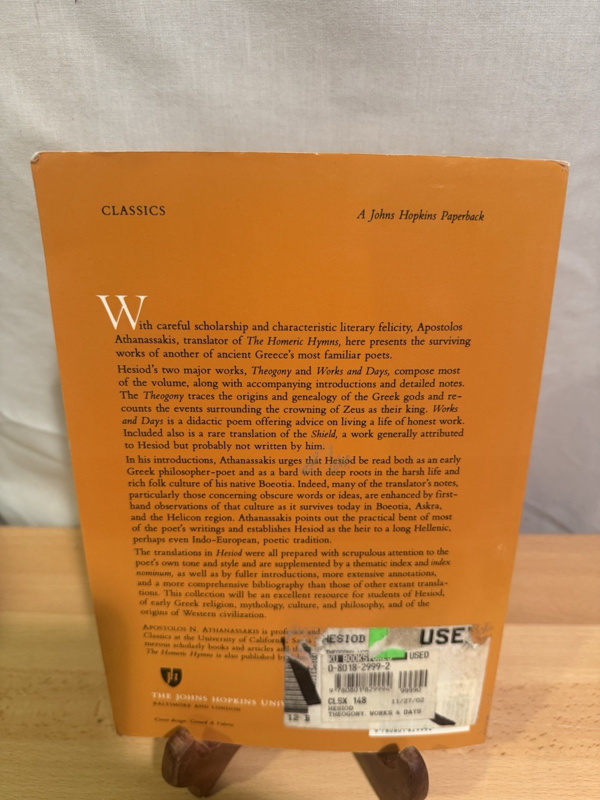Hesiod : Theogony, Works and Days, Shield by Apostolos N. Athanassakis Used