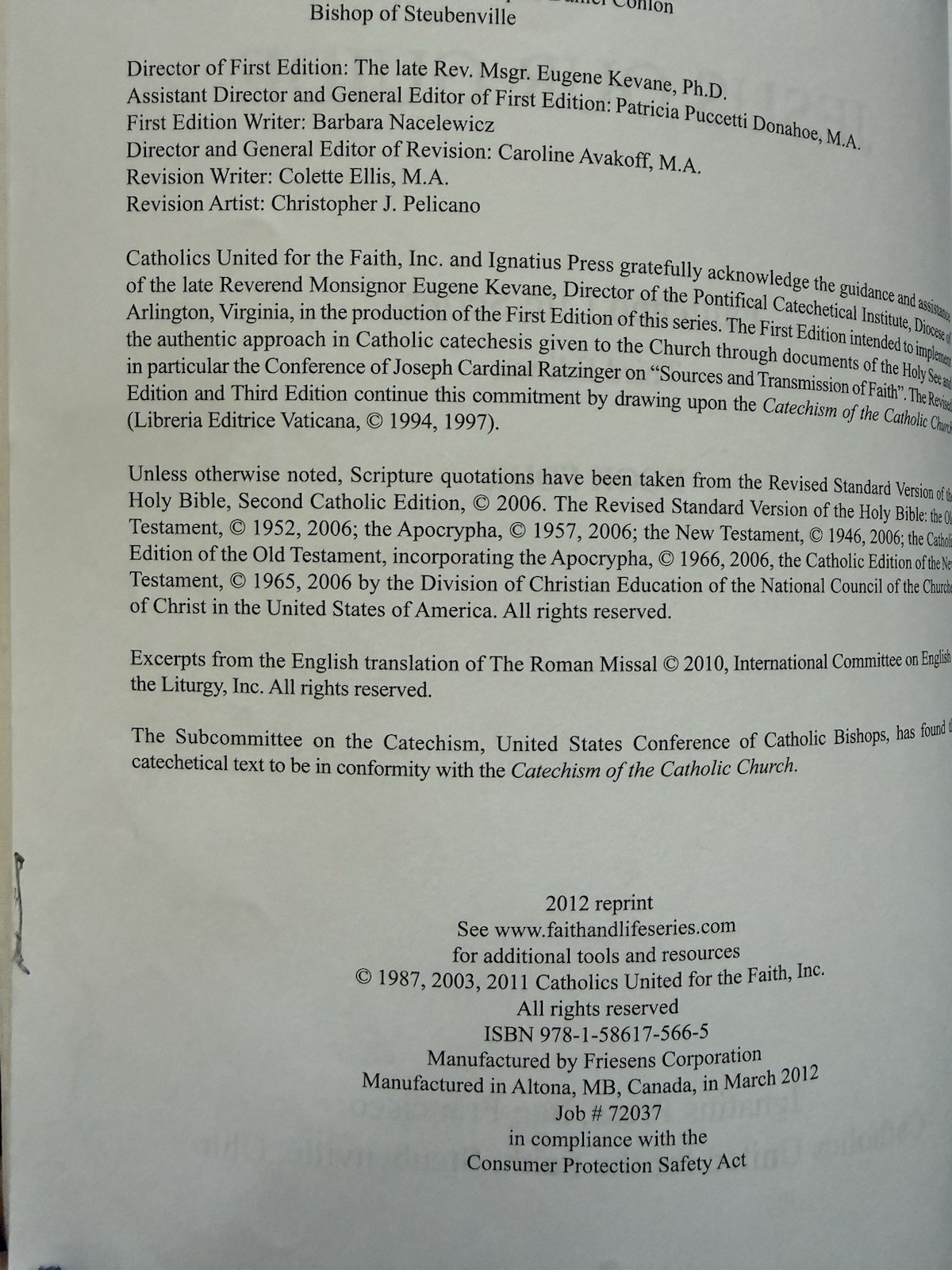 Ignatius Press Faith and Life Series 4 “Jesus Our Guide” Third Edition Textbook