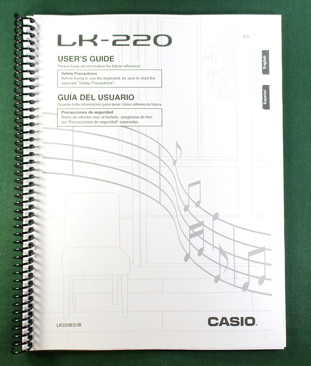 Casio LK-220 Instruction Manual: 45 Pages Coil Bound & Protective Covers!