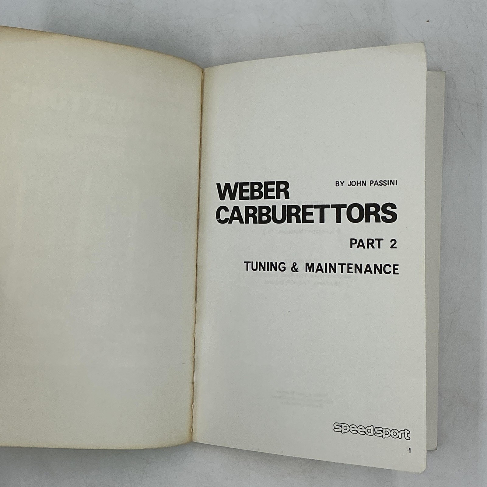 Vintage WEBER CARBURETTORS John Passini Paperback 1973 United Kingdom 2 Vols